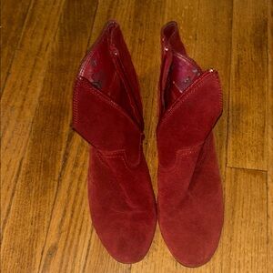 ANTONIO MELANI Rich Red Suede Ankle Booties